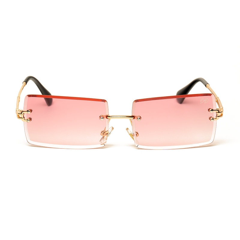 Lux - Firkantet Solbriller - Guld - Lyserød - Pink –